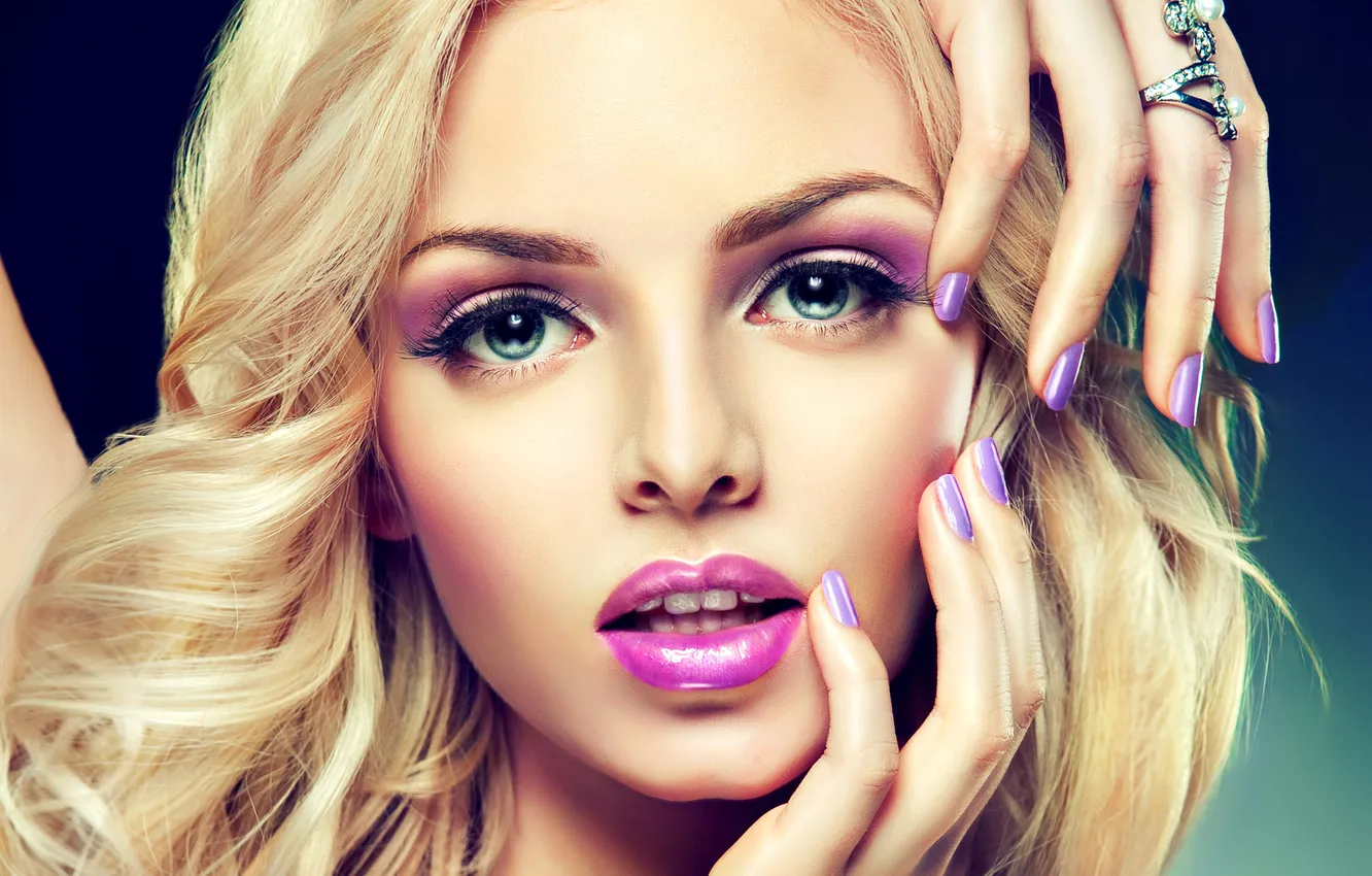 Photo wallpaper face, model, makeup, lipstick, blonde, lips