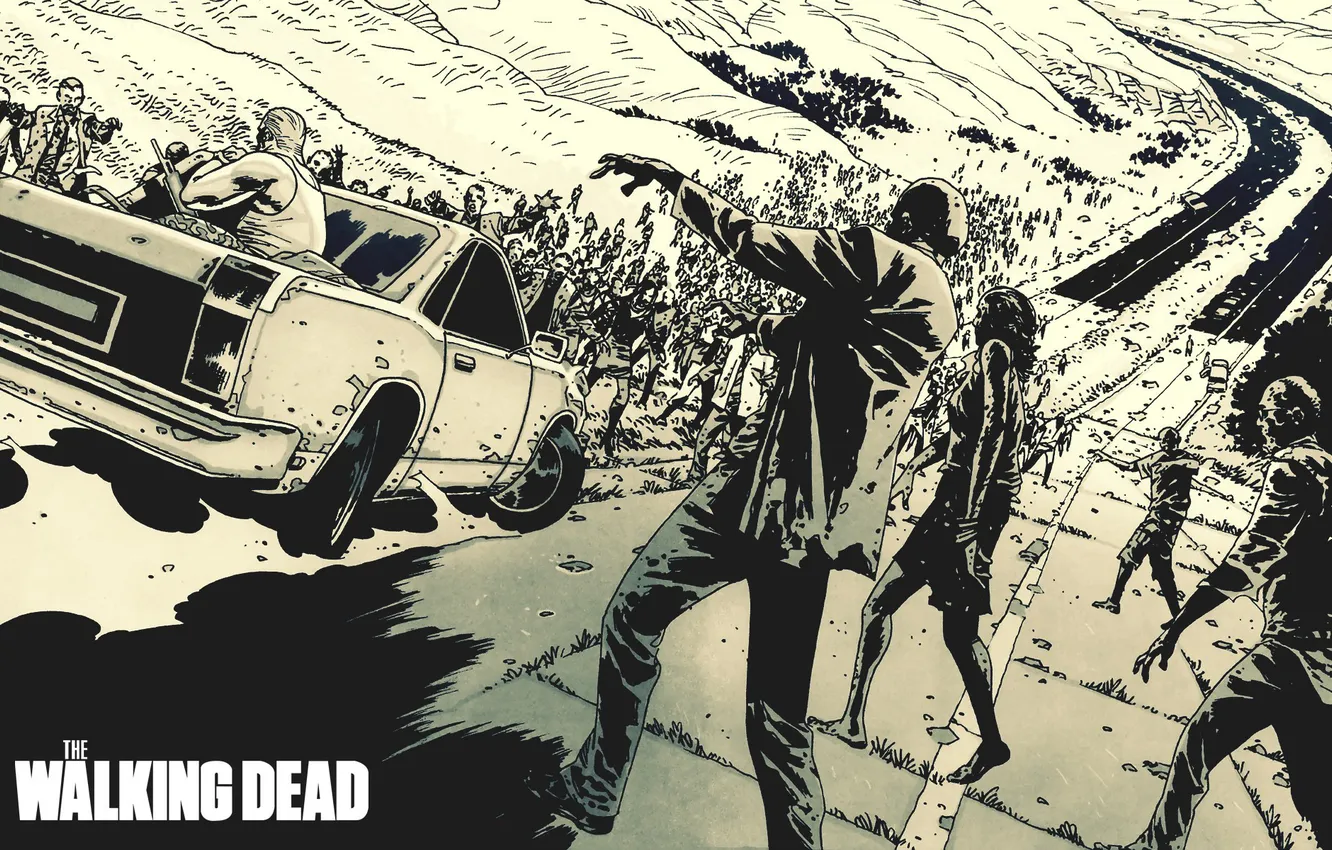 Photo wallpaper machine, zombies, horror, comic, The Walking Dead