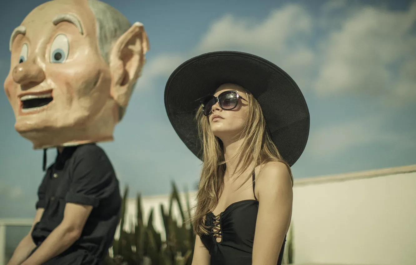 Photo wallpaper model, hat, glasses, Cara Delevingne