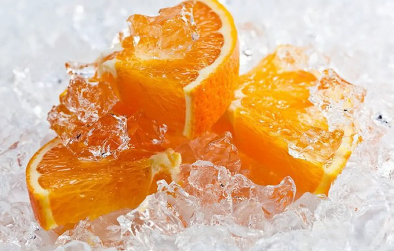 Photo wallpaper ice, fruit, orange wedges