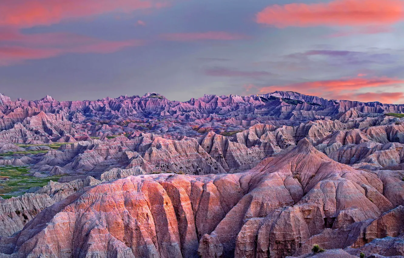 Photo wallpaper the sky, clouds, landscape, mountains, canyon, Badlands