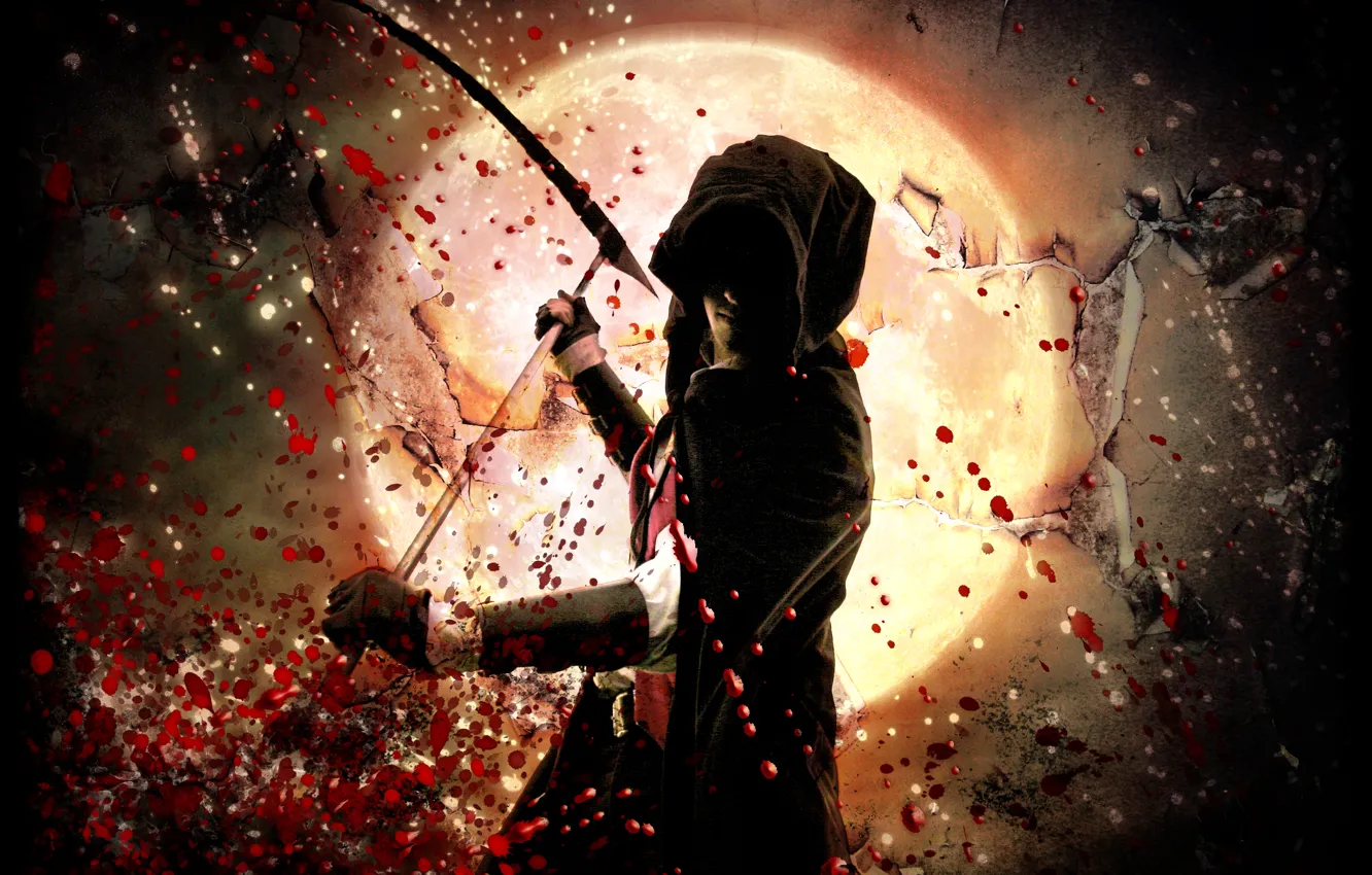 Photo wallpaper drops, the moon, braid