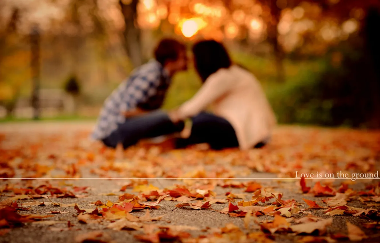 Photo wallpaper autumn, leaves, love, girls, mood, mood, foliage, pair