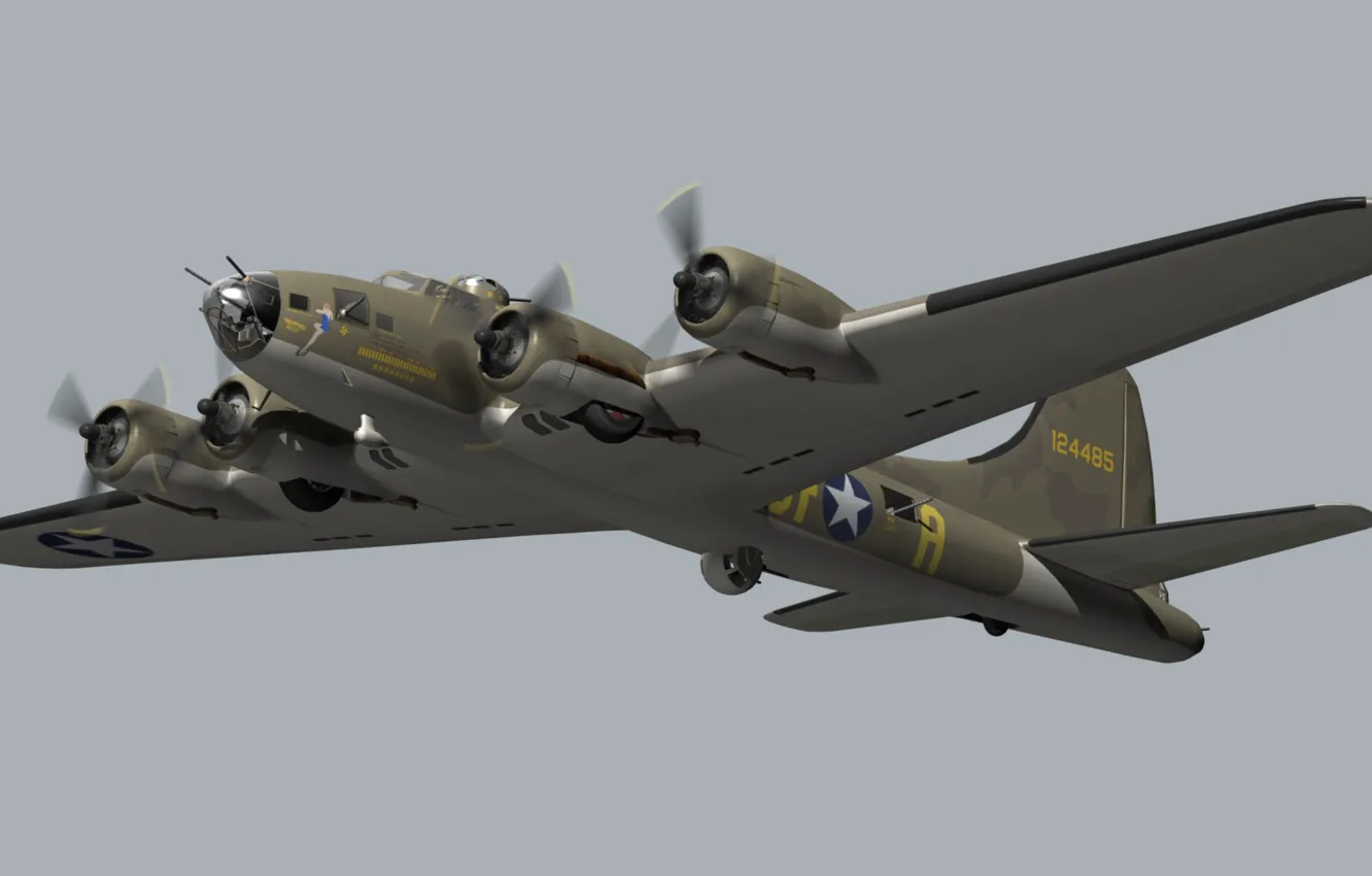 Photo wallpaper model, blender, Flying Fortress, B17