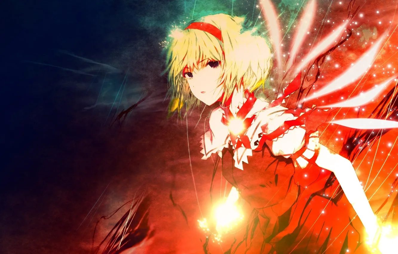 Photo wallpaper girl, wings, art, tape, touhou, Alice Margatroid, fuyuno haruaki