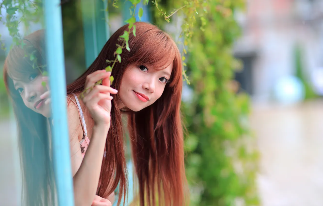 Photo wallpaper summer, eyes, look, face, background, hair, lips, Asian