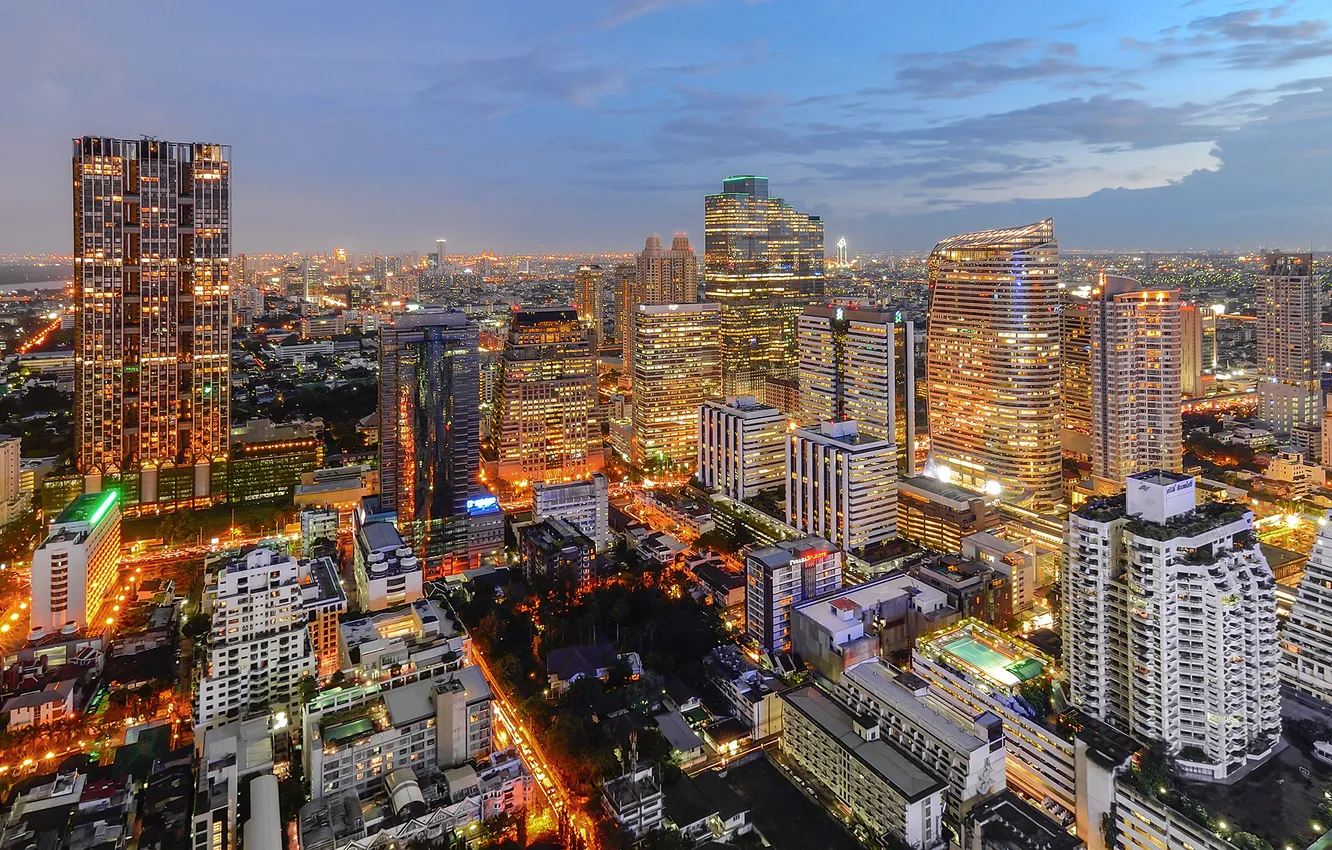 Photo wallpaper city, Thailand, twilight, Bangkok