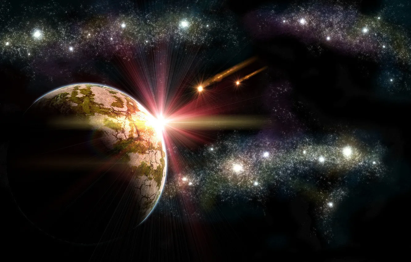 Photo wallpaper space, the way, planet, milky