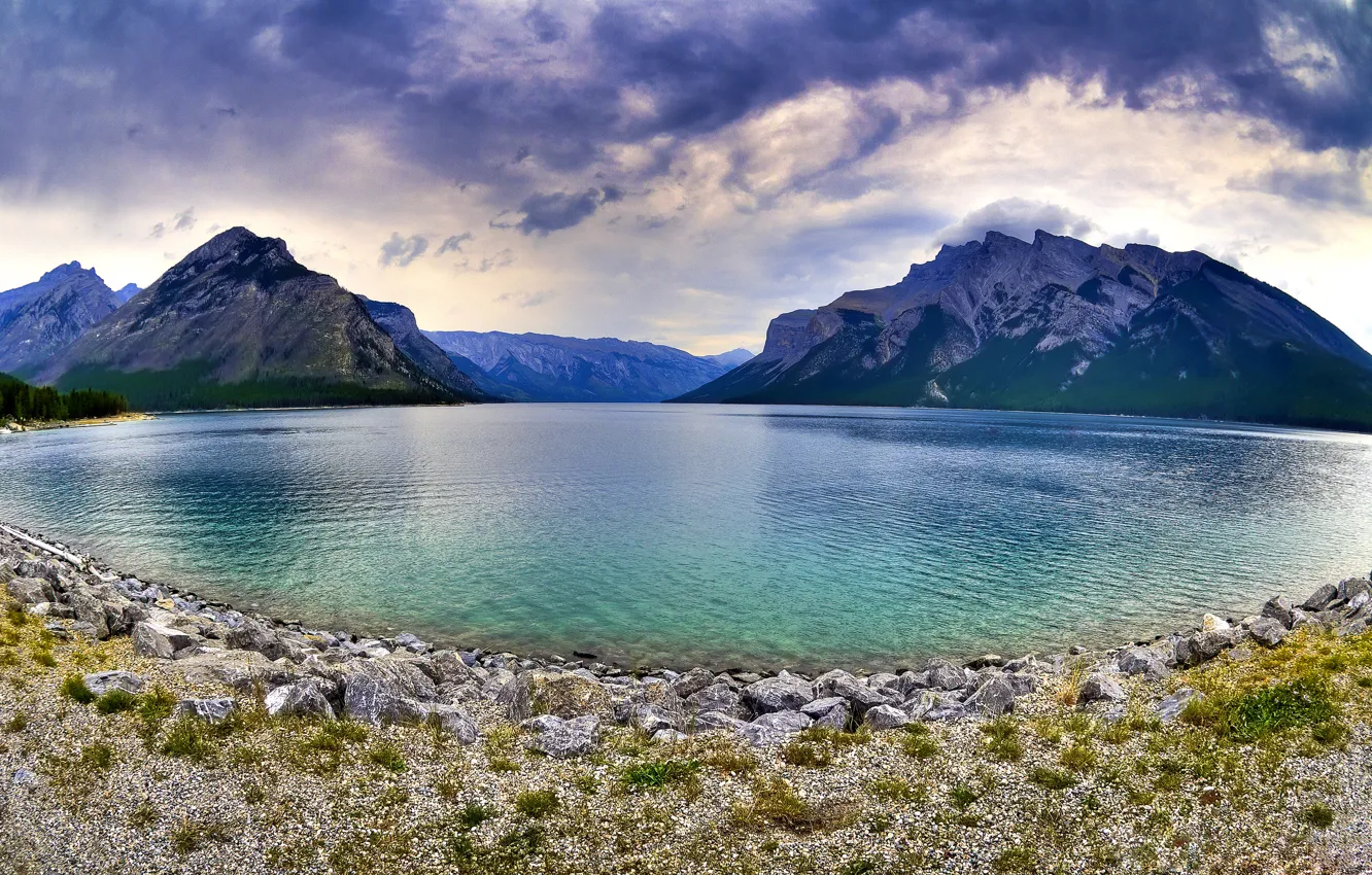 Photo wallpaper Alberta, Canada, Brewing Storms On The Lake