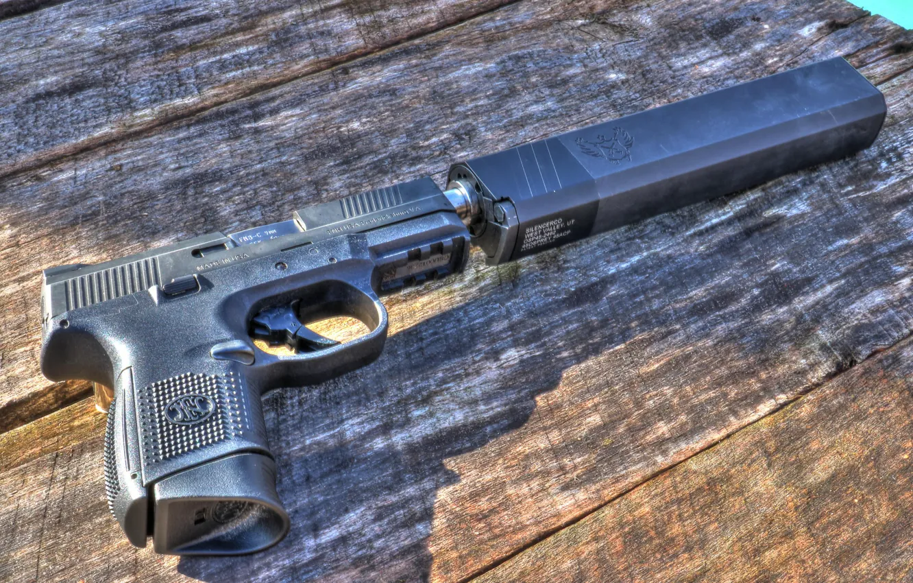 Photo wallpaper gun, muffler, FNH FNS-9C