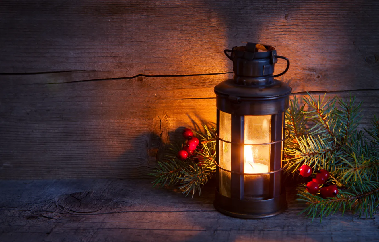 Photo wallpaper winter, light, tree, candle, spruce, branch, New Year, Christmas