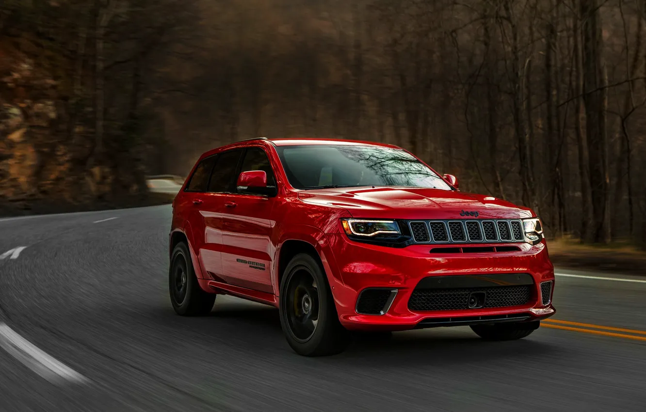 Photo wallpaper road, light, trees, nature, style, jeep, light, wheels