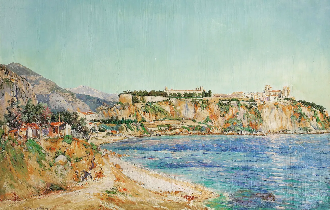 Photo wallpaper landscape, 1895, View Of Monaco, Paul Place-Canton, Gender Place Canton