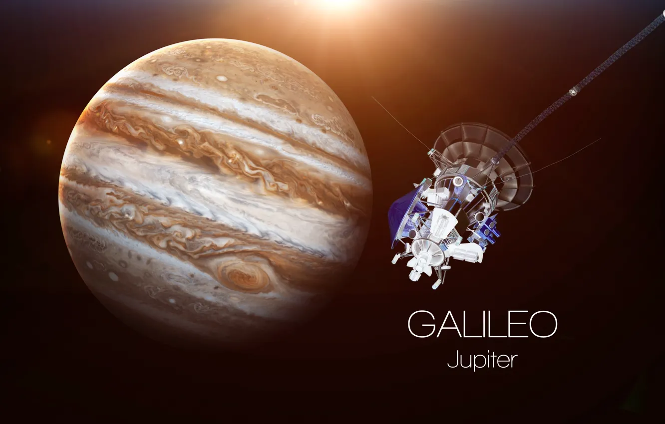 Photo wallpaper Saturn, satellite, Galileo