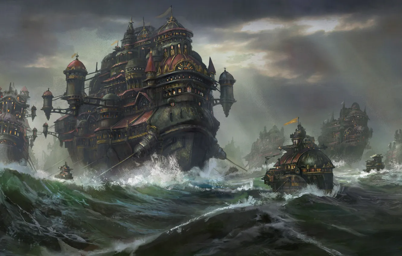 Photo wallpaper sea, wave, Navy, art