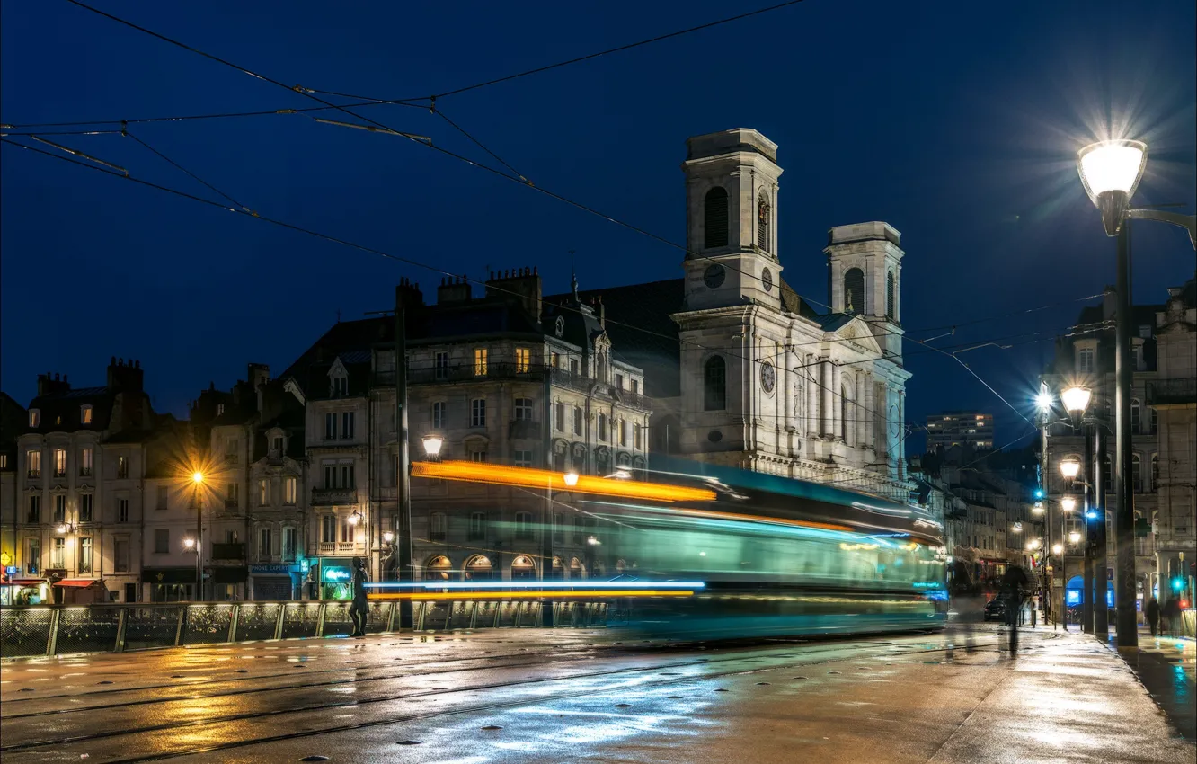 Photo wallpaper night, lights, France, HDR, home, lights, Besançon