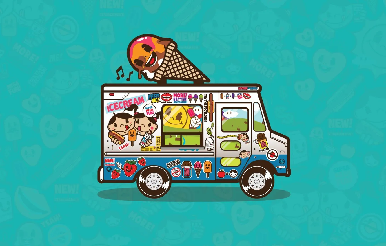 Photo wallpaper vector, ice cream, van