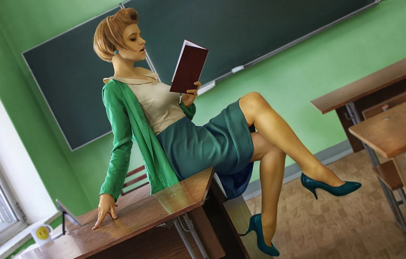 Photo wallpaper girl, legs, model, cute, skirt, heels, adorable