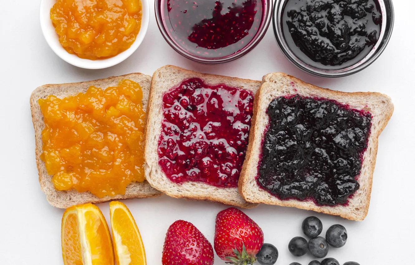 Photo wallpaper bread, jam, jam, sandwiches