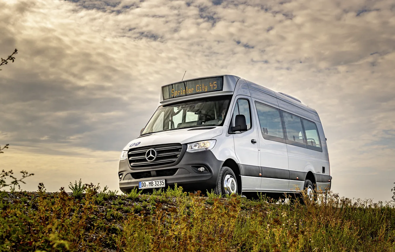 Photo wallpaper photo, Mercedes-Benz, White, Bus, Car, 2019 Sprinter City