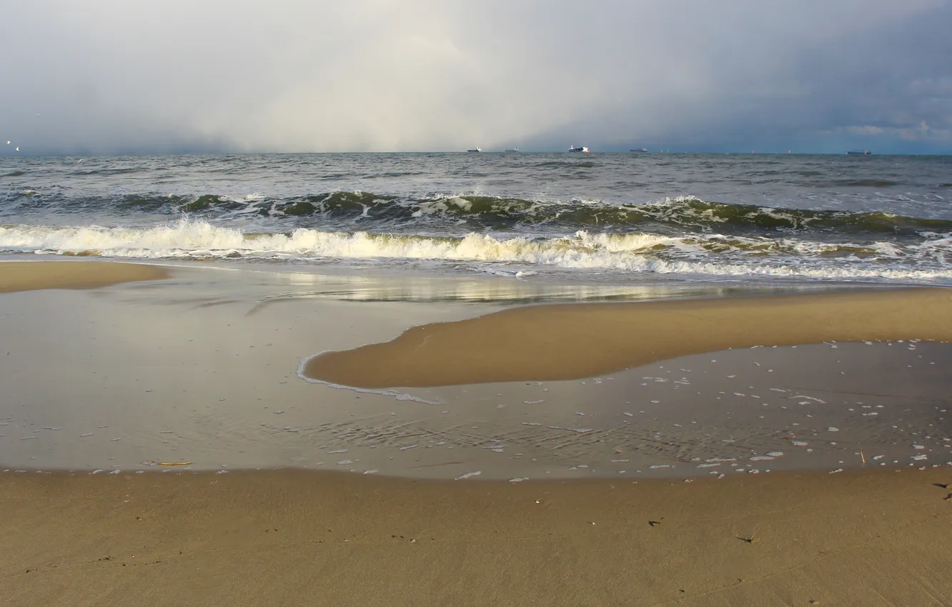 Photo wallpaper beach, sea, ocean, wave