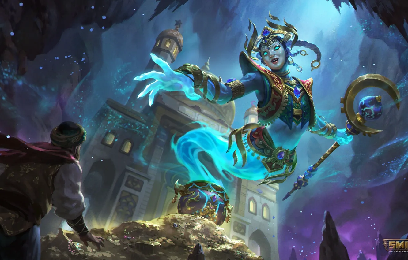 Photo wallpaper lamp, gin, Smite, Baba Yaga