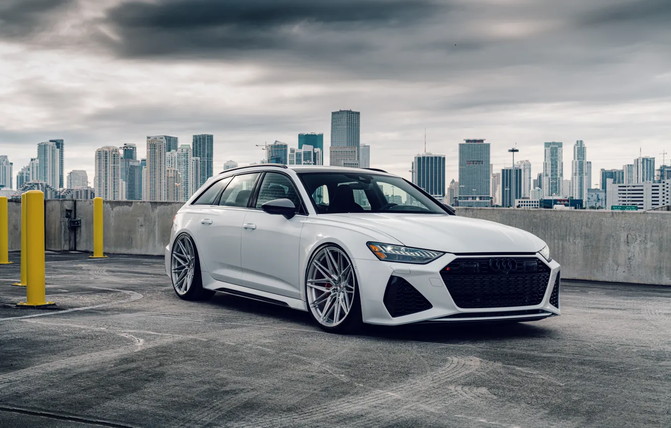 Photo wallpaper Audi, City, White, RS6