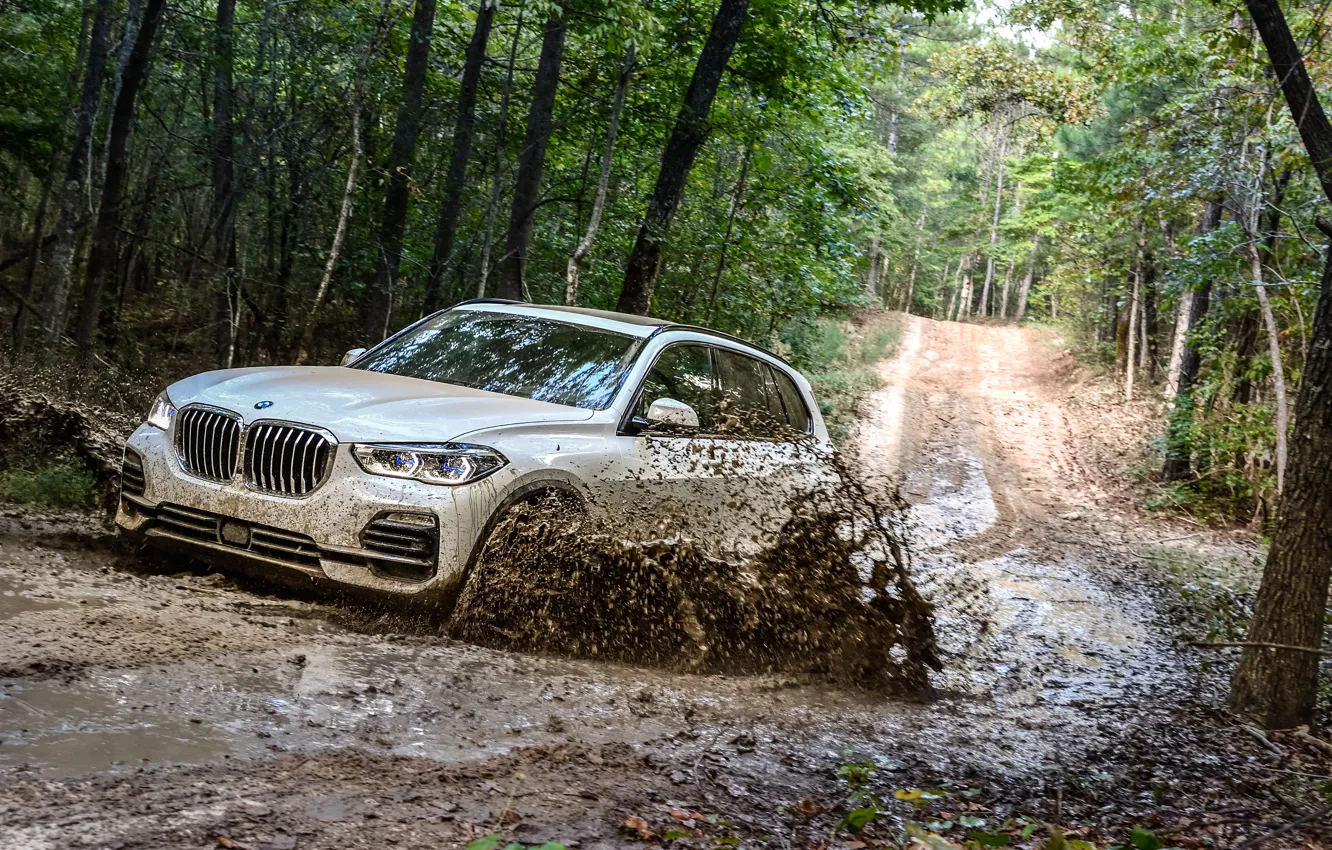 Photo wallpaper dirt, the roads, 2018, BMW X5, crossover, XDrive40i