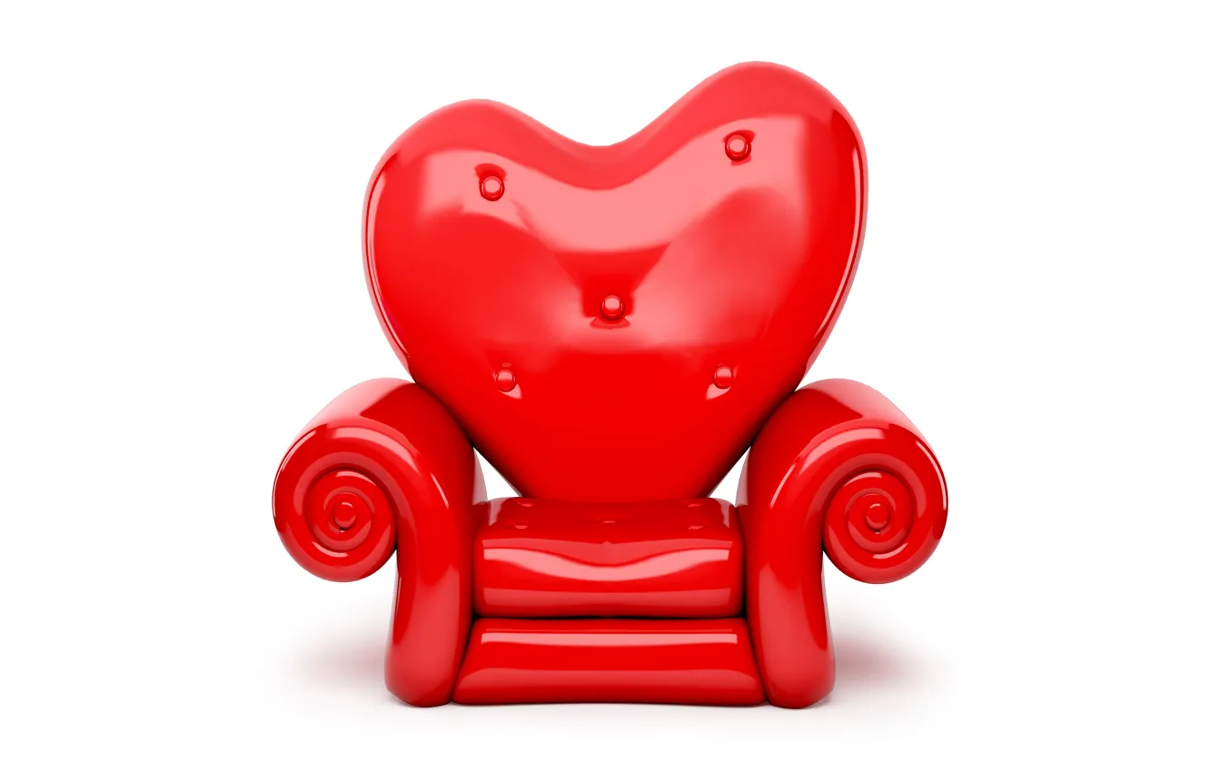 Photo wallpaper red, heart, chair, white background, Valentine's day