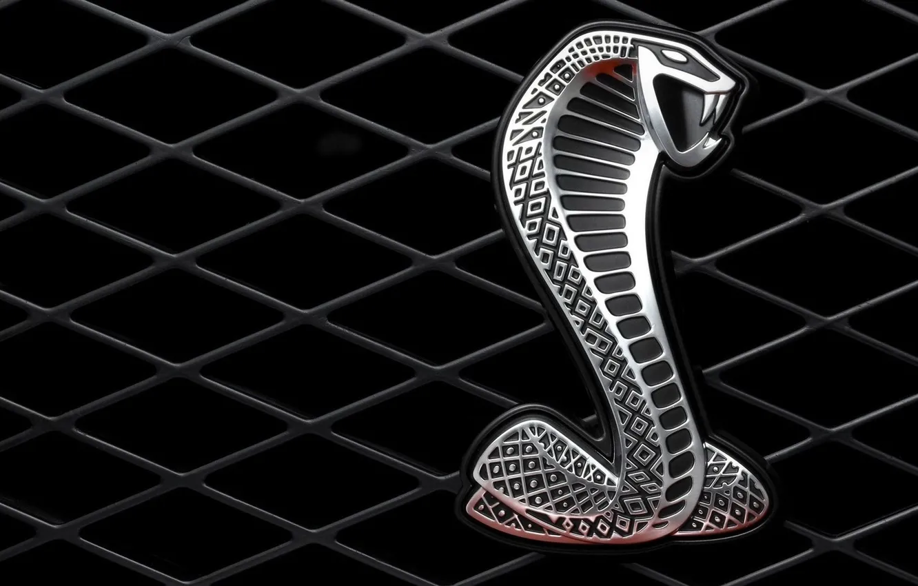 Photo wallpaper car, logo, lines, Cobra, black background, diamonds