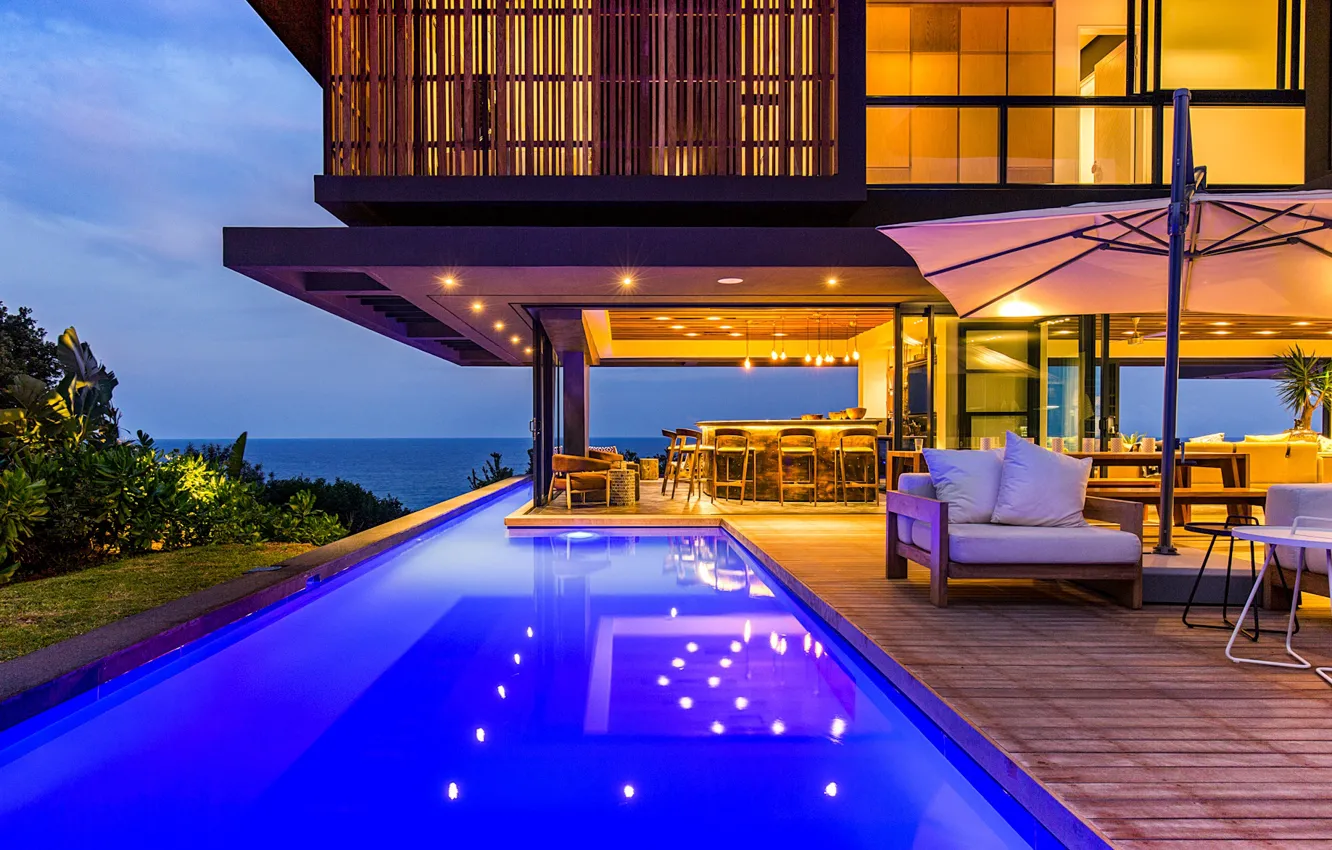 Photo wallpaper Villa, interior, bar, pool, living room, by Metropole Architects, Dolphin Coast Home
