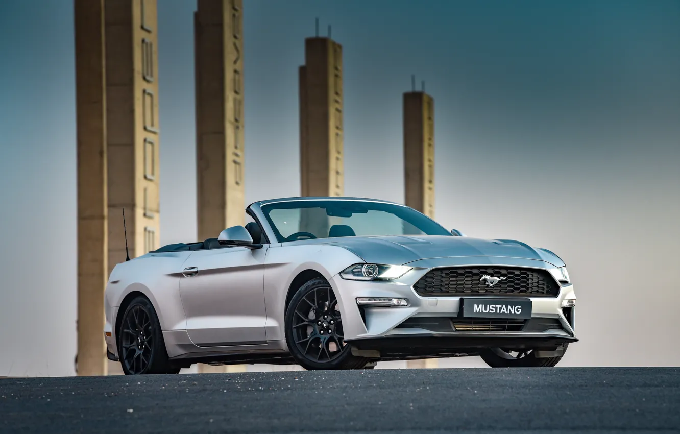 Photo wallpaper Mustang, Ford, front view, Ford Mustang EcoBoost Convertible