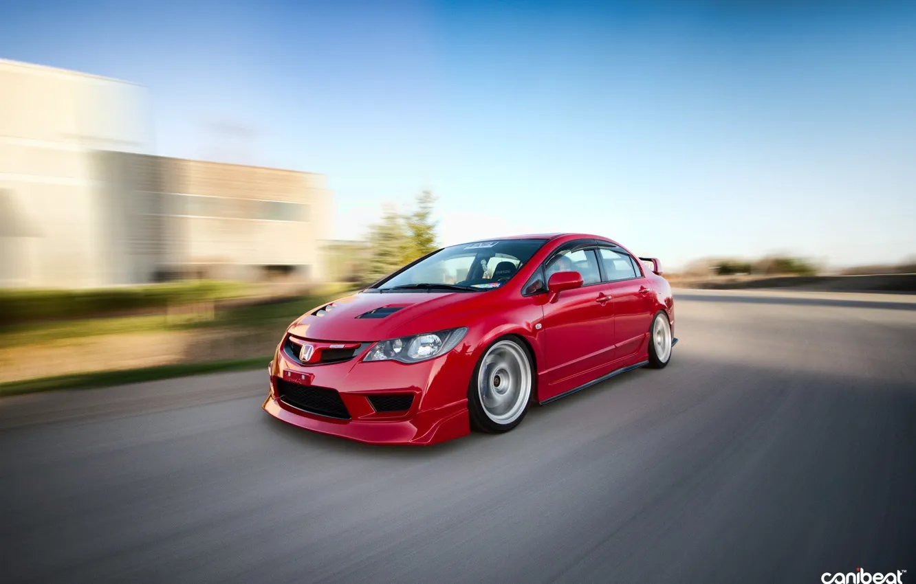Photo wallpaper red, Action, Honda, tuning, speed, low, stance, Acura