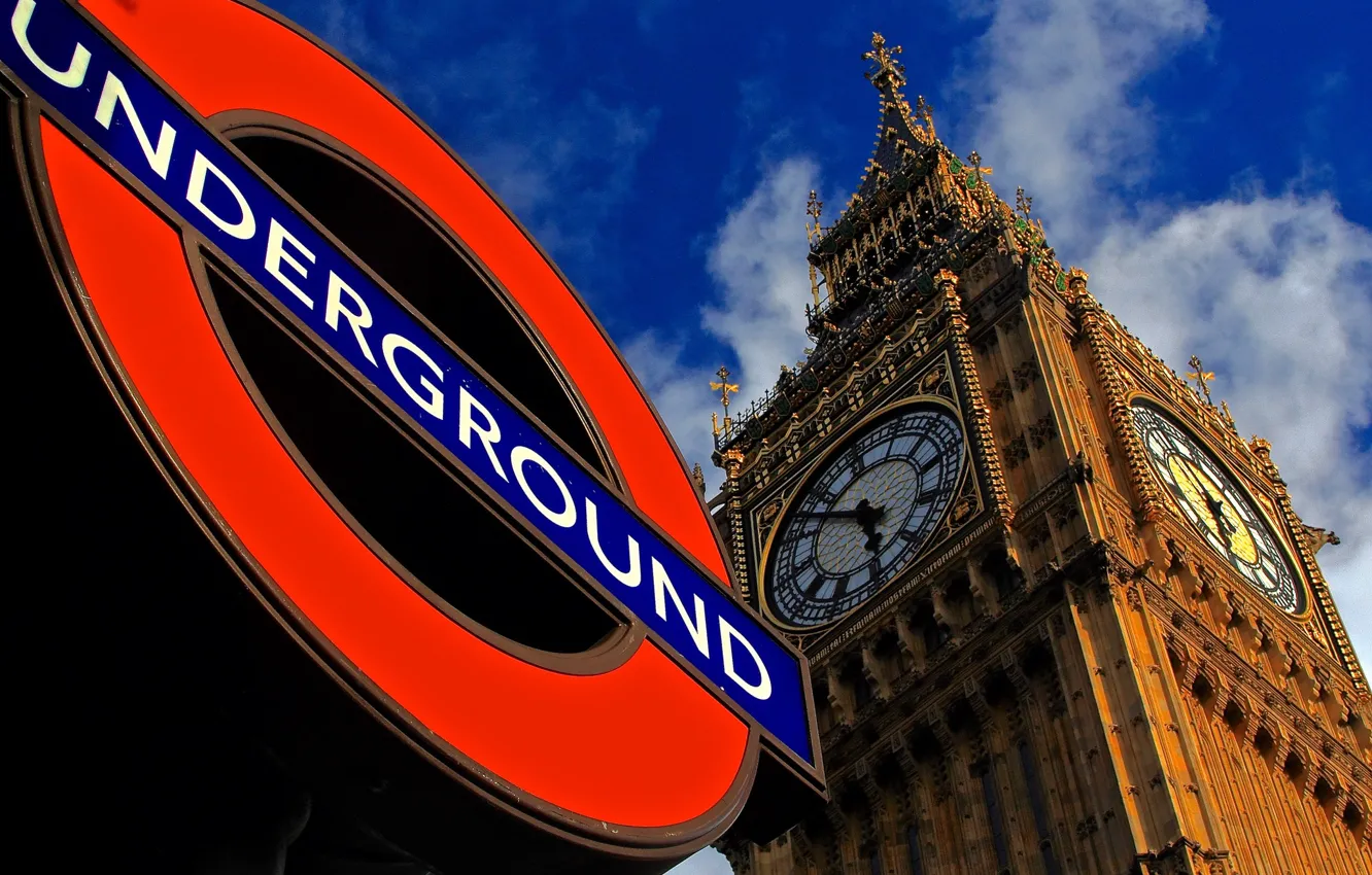 Photo wallpaper metro, watch, England, London, tower, Big Ben