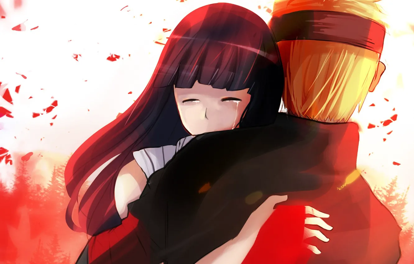 Photo wallpaper romance, hugs, pair, Naruto, Naruto Uzumaki, Hinata Hyuga