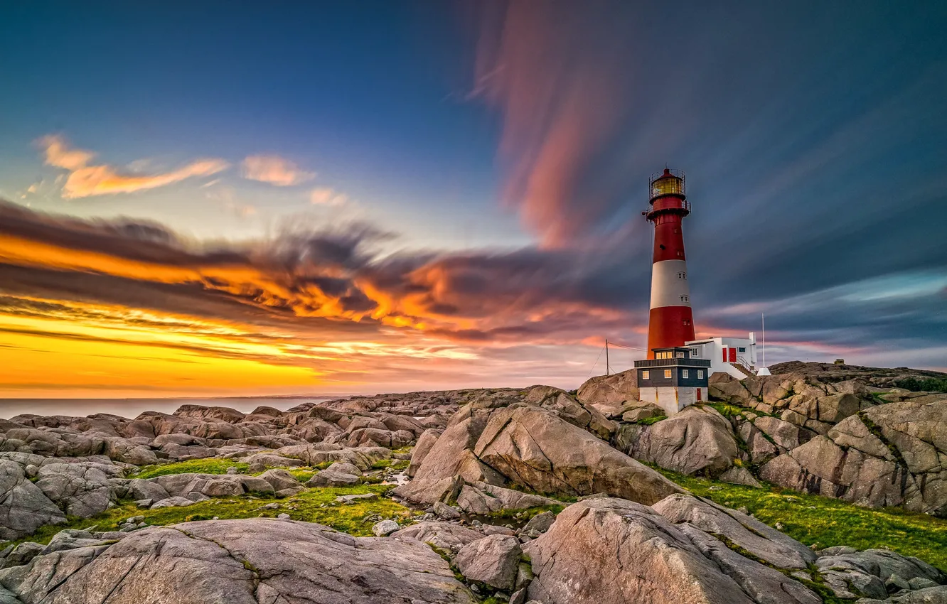 Photo wallpaper coast, lighthouse, Norway