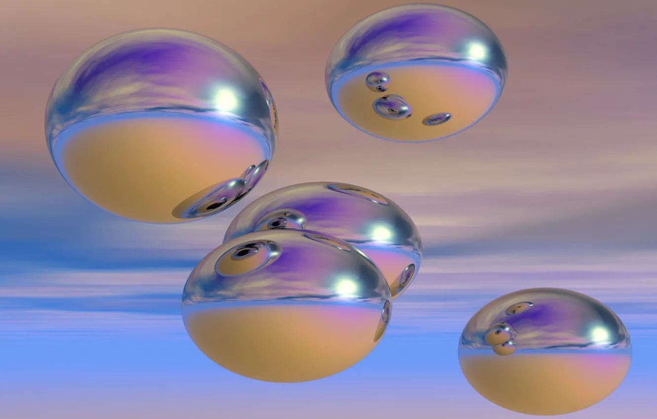 Photo wallpaper the sky, eyes, reflection, rendering, UFO, Wallpaper from lolita777, mirror surface, ellipsoids