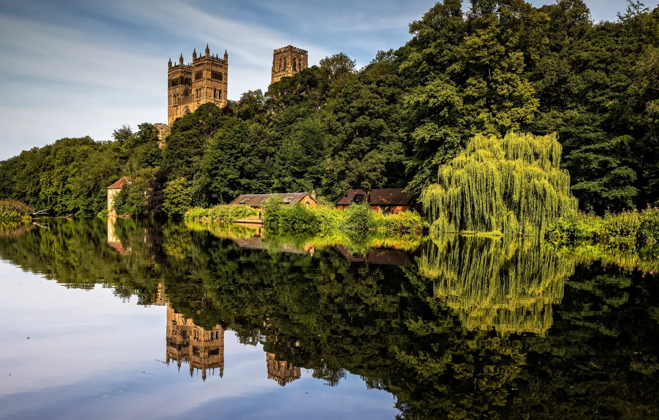Photo wallpaper Cathedral, Reflections, Durham, river Wear
