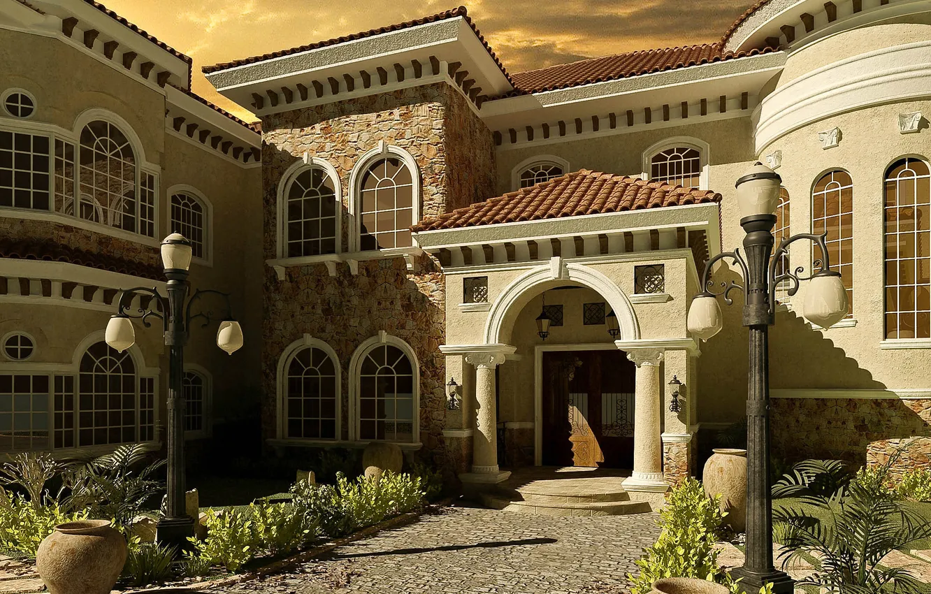 Photo wallpaper design, style, Villa, architecture, exterier