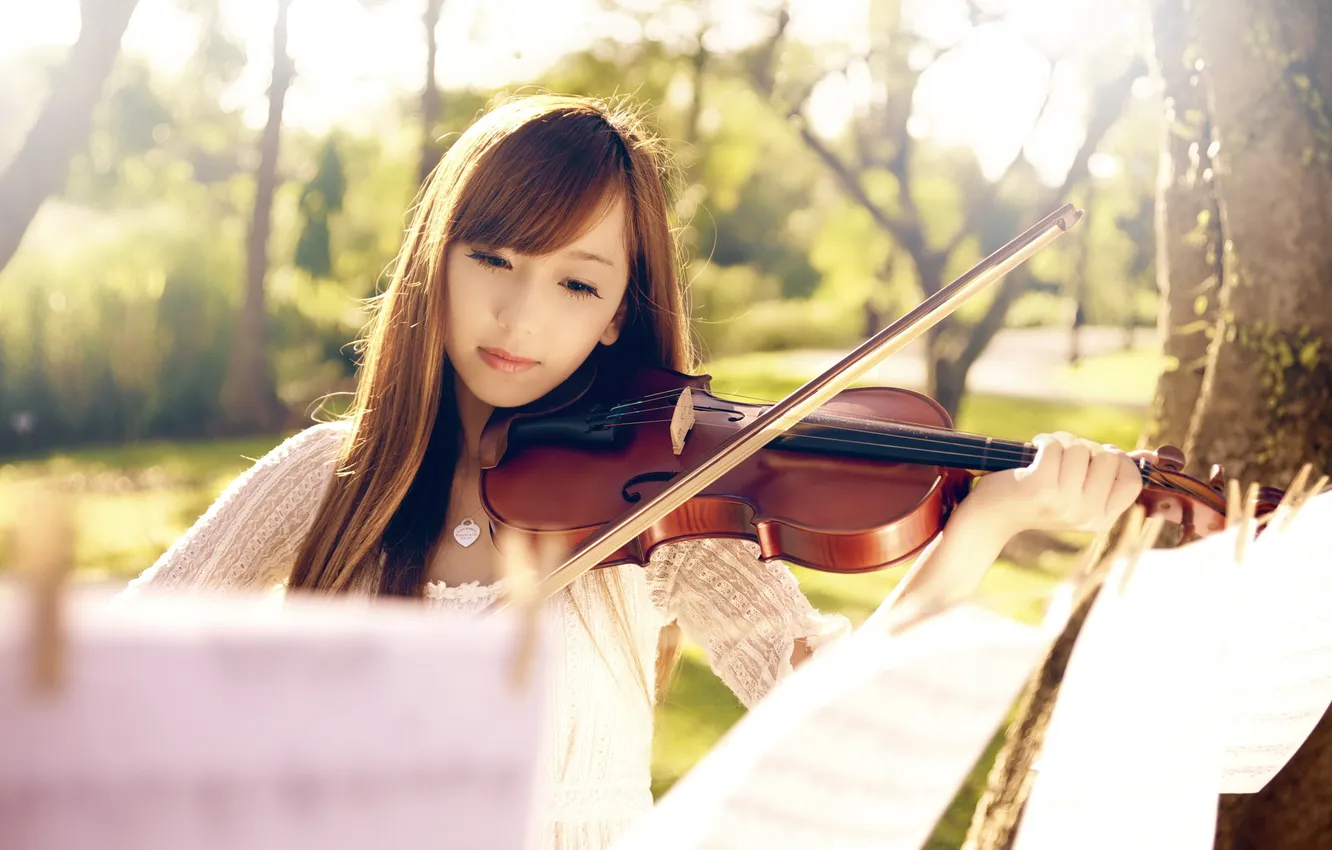 Photo wallpaper girl, music, violin