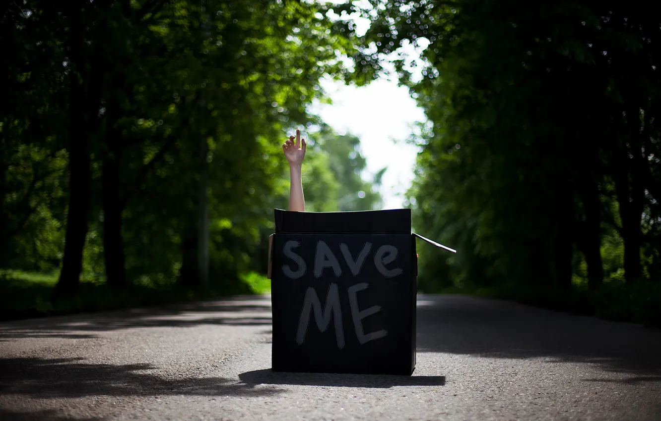 Photo wallpaper box, street, Save me
