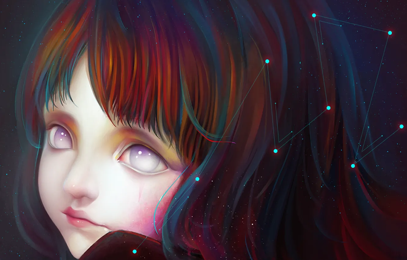 Photo wallpaper stars, close-up, girl, constellation