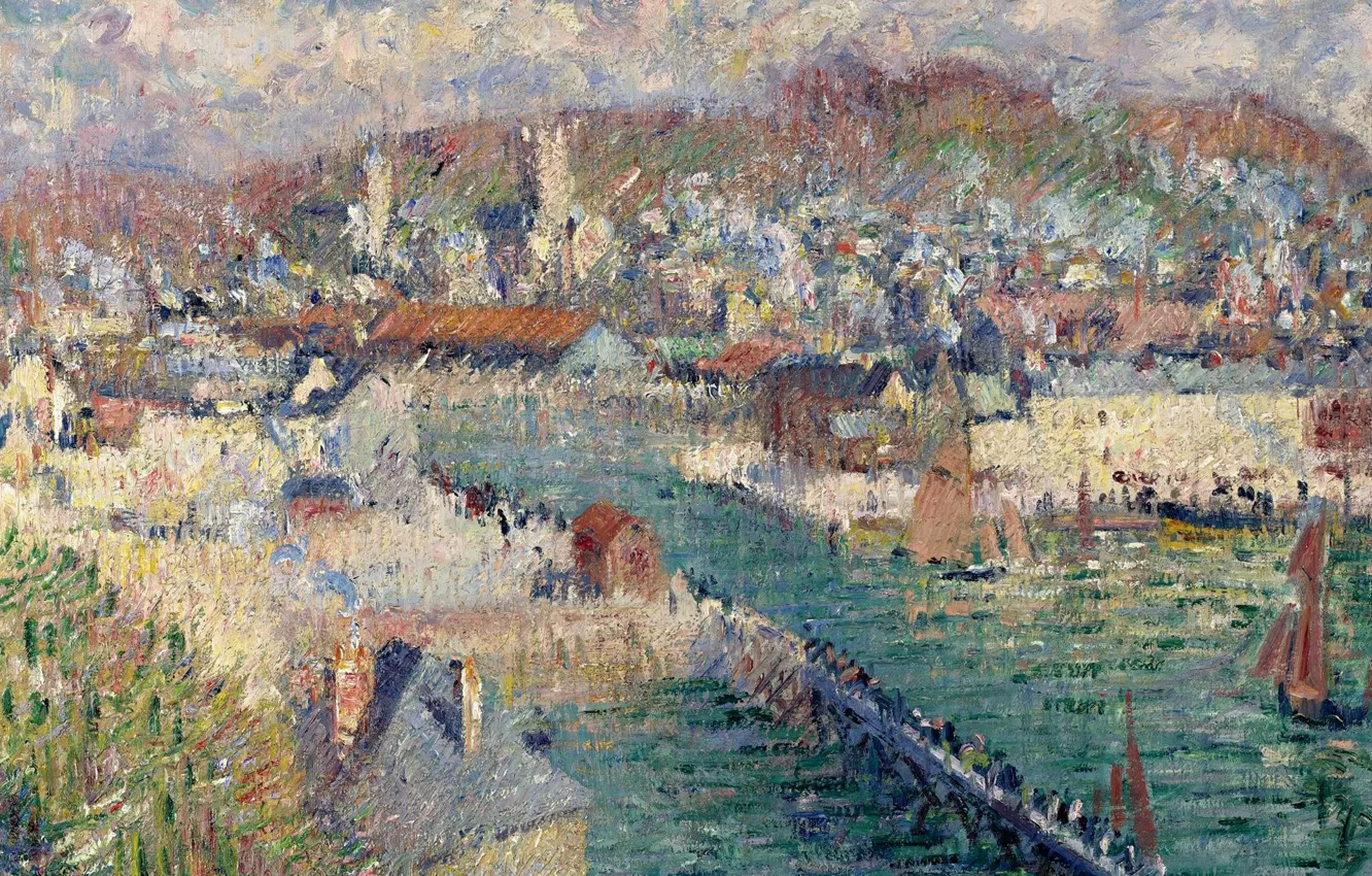 Photo wallpaper landscape, picture, Gustave Loiseau, Gustave Loiseau, The Port Of Fécamp
