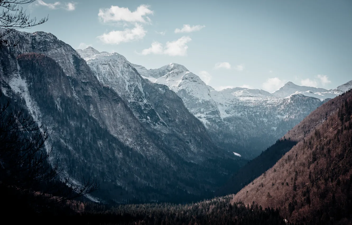 Photo wallpaper snow, landscape, mountains