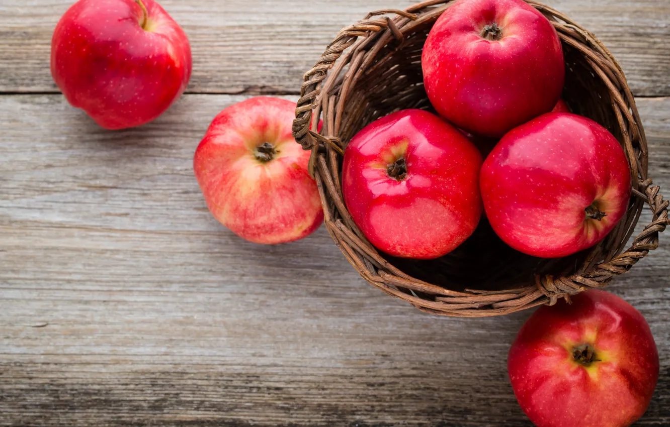 Photo wallpaper apples, red, basket