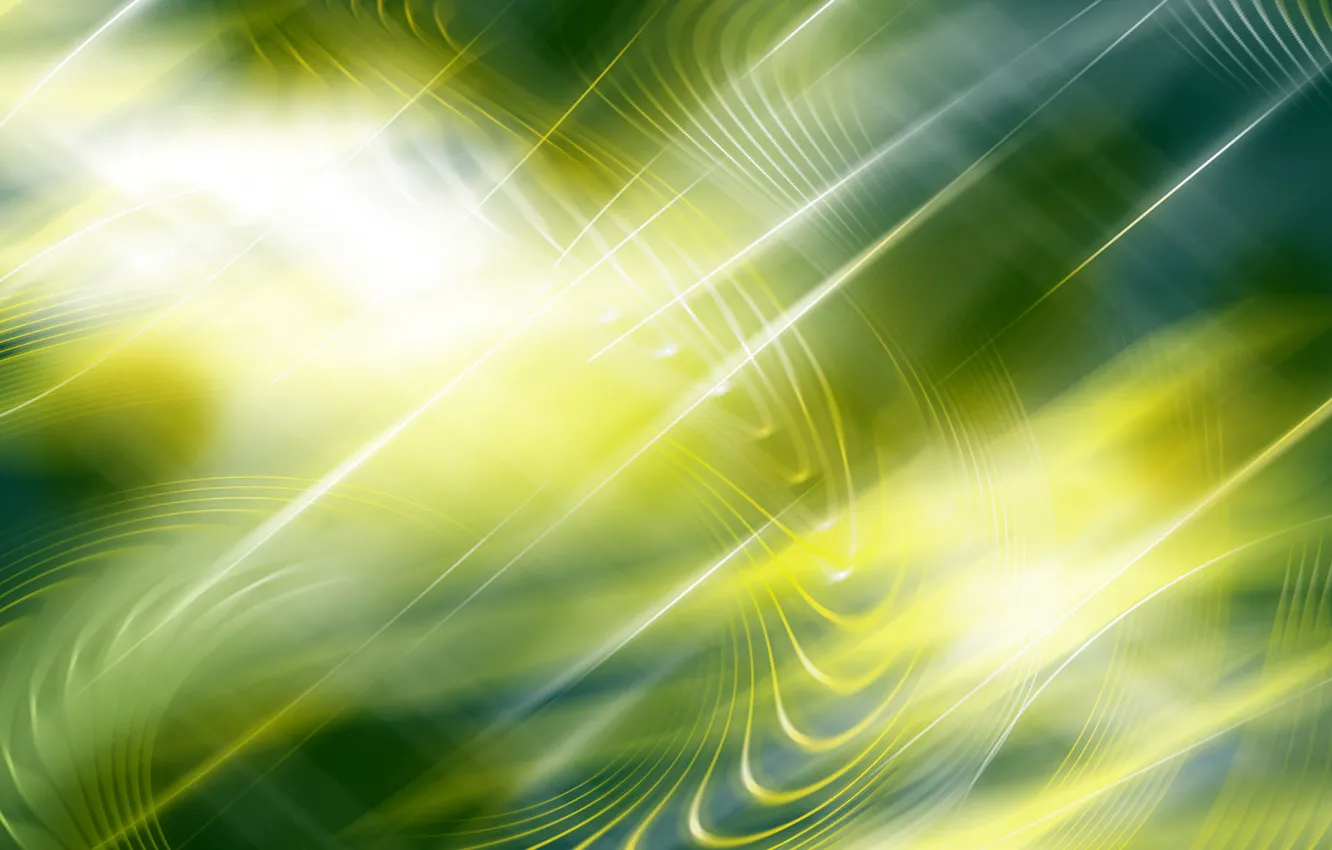 Photo wallpaper wave, rays, yellow, green