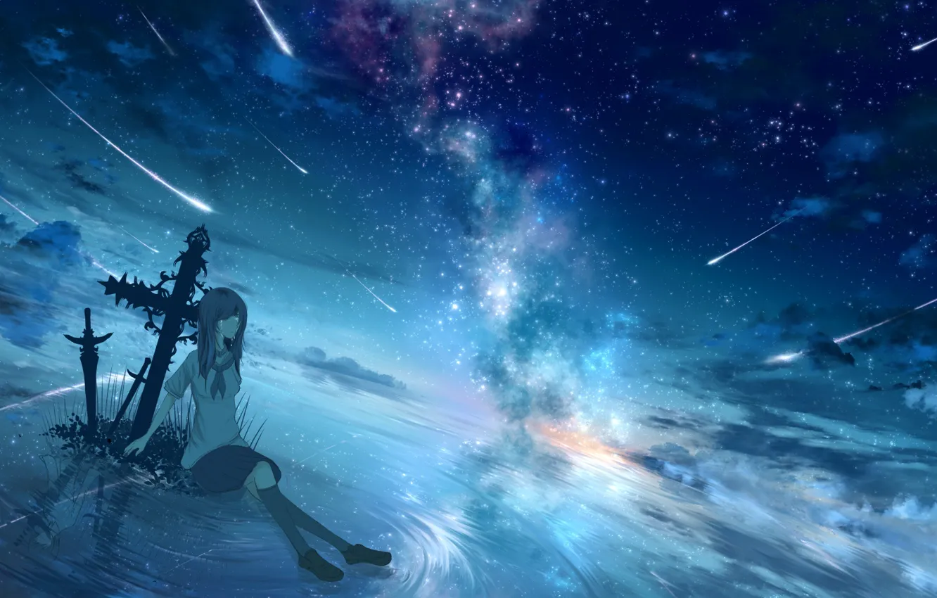 Photo wallpaper sadness, the sky, water, girl, crying, Sports tickets