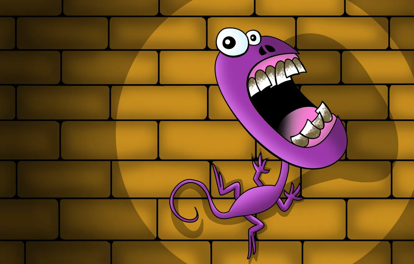 Photo wallpaper wall, figure, teeth, lizard