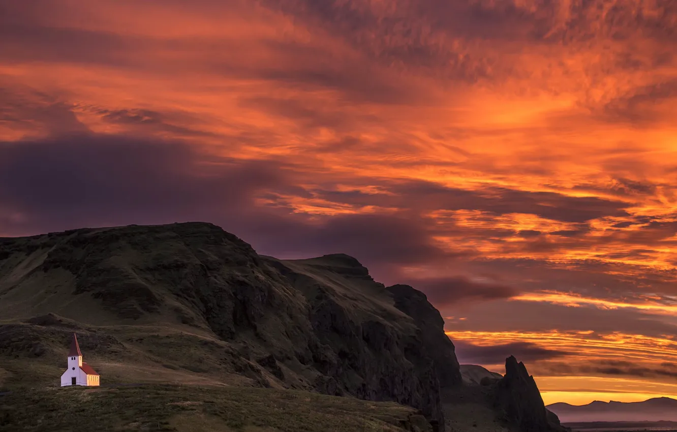 Photo wallpaper sunset, Iceland, Vik