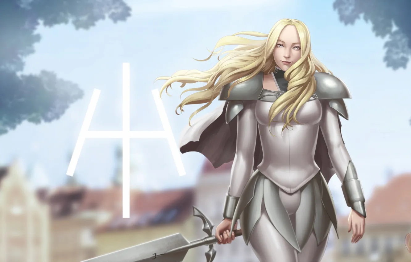 Photo wallpaper girl, sword, armor, anime, blonde, Claymore, Teresa